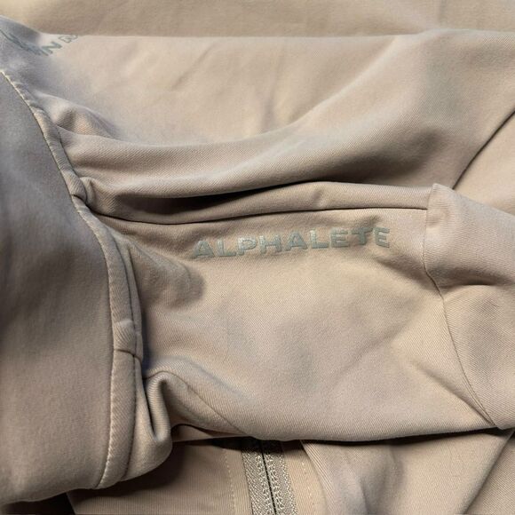 Alphalete Women’s M Full Zip Pro Elite Performance Jacket‎ Beige Sand Fitted Gym - Picture 9 of 11